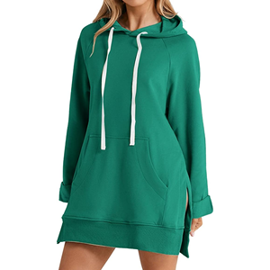 2026 Women's Eco-Friendly 100% Cotton Hoodie Dress Loose Long Sleeve Thick Embroidery Hoodie Dress <b>Sweet</b> Casual Fall Winter - Product Image 2