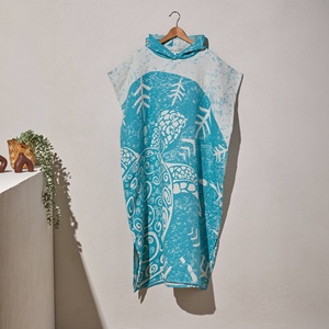 Poncho de change à capuche pour adulte, imprimé tortue des Galapagos, 100% coton - Product Image 2
