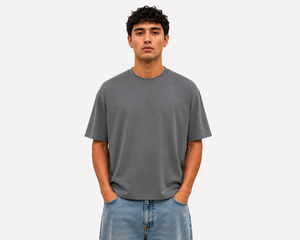 เสื้อยืด Highend ผลิตในประเทศอิตาลีโดยมี220คอตตอนหนักที่ออกแบบมาสำหรับคนเมืองบ็อกซี่สีเทา - Product Image 1