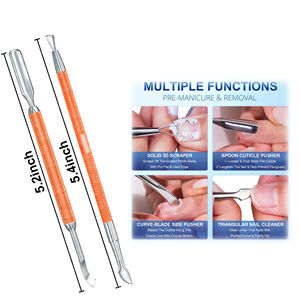 Pousse-cuticules double action en acier inoxydable de qualité supérieure, nettoyeur d'ongles pour manucure, durable, réutilisable, double usage, outil personnalisable - Product Image 4