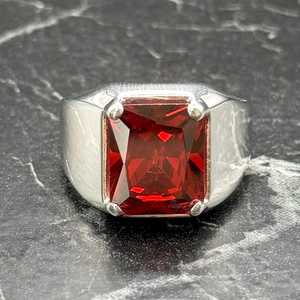 Elegant Ruby Red Signet <b>Ring</b> for <b>Men</b> Luxury Sterling <b>Silver</b> with Oval Cut Stone Minimalist Jewelry Gift for Husband - Product Image 2