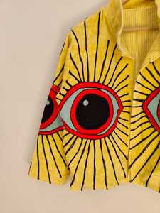 เสื้อแจ็คเก็ตผ้ากำมะหยี่สีเหลืองปักลายตาปีศาจแบบซูซานี งานปักมือสไตล์โบฮีเมียน เสื้อคลุมลายชนเผ่า ลายตาปีศาจ เสื้อคลุมกำมะหยี่ - Product Image 3