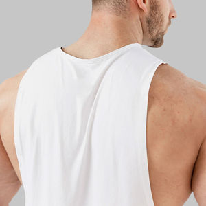 Débardeur de course surdimensionné de haute qualité pour hommes Logo personnalisé Coton Spandex Écologique Respirant Blanc Sans manches Sports Gym - Product Image 5