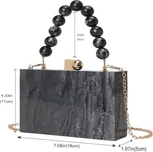 Bolso de mano de resina epoxi acrílica para mujer y niña, para fiesta de boda, Correa dorada desmontable, monedero estilo Ángel - Product Image 6