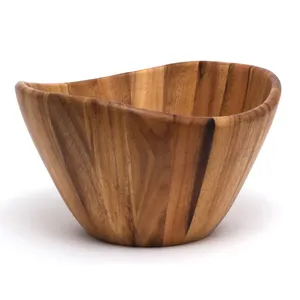 Ensaladera de madera de alta calidad de diseño moderno, vajilla de mesa hecha a mano para fiesta, mezcla de comida disponible al por mayor - Product Image 4