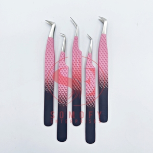 Ensemble de pinces à cils professionnelles personnalisées à 90 degrés en fibre de volume Outil d'extension de cils en acier inoxydable de marque privée - Product Image 5