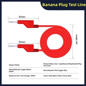 Cables de prueba apilables con conector tipo banana y pinza de cocodrilo para multímetro, doble <span class=keywords><strong>cable</strong></span> de silicona de 4 mm, <span class=keywords><strong>cable</strong></span> de cobre para pruebas eléctricas, 1000V 15A 1M - Product Image 5