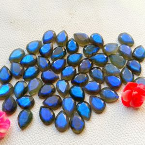 Top qualité Labradorite à facettes coupe dos plat Labradorite pierres précieuses calibré Cabochon à facettes poli à la main pour la fabrication de bijoux - Product Image 4