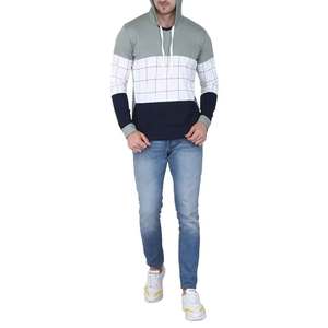 Sweat-shirts pour hommes sur mesure, taille adulte, coupe classique, 100% coton, design à fermeture éclair, techniques de broderie, usage hivernal, motif à carreaux - Product Image 4