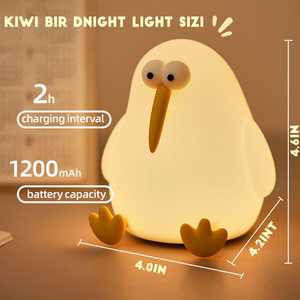 Lampe de nuit rechargeable en silicone souple de style moderne avec motif d'oiseau kiwi pour l'éclairage de chevet - Product Image 5