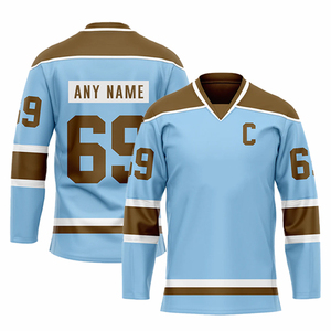 Vêtements de sport de hockey sur glace personnalisés de haute qualité, nom de l'équipe, numéro, impression par transfert thermique, 100% polyester, séchage rapide, respirant, service OEM - Product Image 1