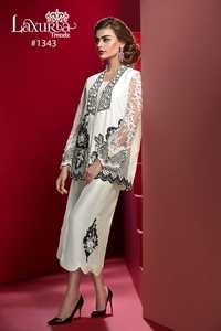 Traje Palazzo de secuencia de bordado Georgette de satén de último diseñador de Fab Zone - Product Image 5