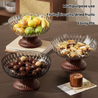 Fruitmand van PET met houtnerf, decoratieve fruit schaal, afdruipbak, tafeldecoratie, opbergbak voor snacks, presentatie schaal