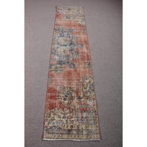 Tapis turc 2x8,6 pieds, tapis vintage, tapis en laine à imprimé animal rouge - Product Image 1