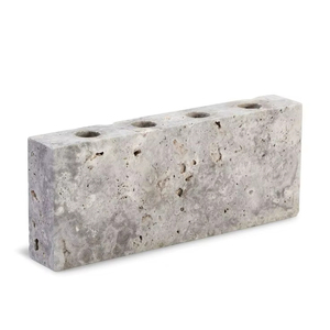 Portavelas de Travertino Natural para Cuatro Velas, Base de Piedra Rústica Hecha a Mano, Decoración Perfecta para el Hogar, Comedor o Eventos - Product Image 1