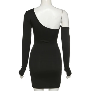 CUT OUT Cordon Club <span class=keywords><strong>Robe</strong></span> Mince Sangle Évider Discothèque <span class=keywords><strong>Robe</strong></span> De Soirée Femmes Manches Longues Noir Mini - Product Image 6