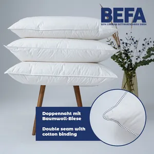 Premium Comfortable White Extra Strong Feather Pillow 100% Feather 50x70 And 100% Cotton Made In Germany