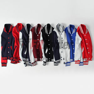 Chaqueta universitaria con logotipo personalizado al por mayor, cuerpo de lana, Mangas de piel de vaca auténtica, soporte, accesorio de invierno de secado rápido, Letterman de calle alta - Product Image 4