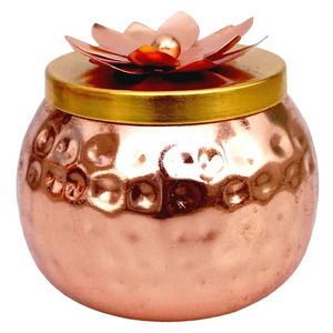 Pot de noix de fruits secs décoratif en cuivre de forme ronde pour la décoration de la maison et de Diwali Lot de 4 articles doués - Product Image 4