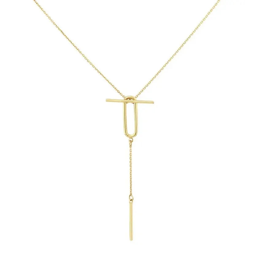 New trend 925 sterling silver 18k gold plated fine jewelry ot locket tassel bar drop chain necklace for women