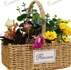 Rechteckige Aufbewahrung körbe Garten blumen Webart gewebter Rattan gewebter Blumen korb mit Rattan Wicker Cane Wicker Blumen korb - Product Image 4