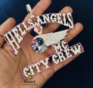 จี้เงินแท้ 925 ประดับเพชรโมอิสซาไนต์สีชมพูและสีขาว ลายการ์ตูนแบบฮิปฮอป สลักอักษรตามสั่งสำหรับผู้ชาย - Product Image 3