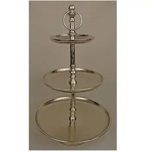 TQC Aluminum Hammered Design <b>Square</b> 3-Tier Eco-Friendly Cake Stand at Reasonable Price for Hotels & Restaurants Hot Sale - Product Image 1
