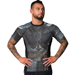 Camiseta de Compresión de Manga Corta con Cuello Redondo para Artes Marciales Mixtas (BJJ) de Grado Profesional, Absorbe la Humedad, UPF50+ - Product Image 6