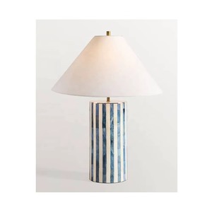 Stripe Pattern Buffalo Bone Table <b>Lamp</b> Without <b>Shade</b> with Antique Brass Fittings Elegant Living Room Bedroom Corner Wedding Gift - Product Image 6