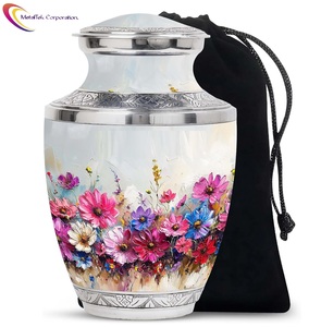 Urne funéraire de style adulte décorative avec des fleurs colorées, prix de gros, urne de crémation pour le stockage des cendres crémées, urne pour cendres humaines - Product Image 4