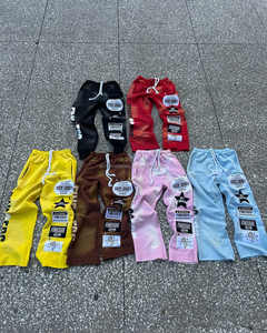 Ropa de calle personalizada para hombre, pantalones de chándal acampanados, pantalones holgados de pierna recta con cordón, pantalones de chándal de algodón 100%, diseño informal de pierna ancha - Product Image 6