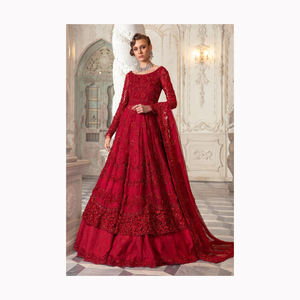 2024 pesado estilo indio pakistaní Lehenga Choli Net con trabajo bordado Salwar Kameez traje para mujeres Vestido de estilo musulmán indio - Product Image 6
