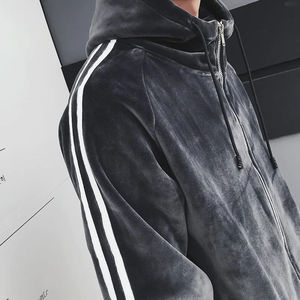 Survêtement en coton à fermeture éclair complète Jogger à capuche Ensemble de survêtements de jogging deux pièces Costumes de survêtement pour hommes - Product Image 5