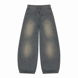 Women's High Waist Wide Leg Denim <b>Jeans</b> Loose Fit Stonewashed Light Vintage Cotton Ankle Length Casual Summer Wear OEM ODM - Product Image 6
