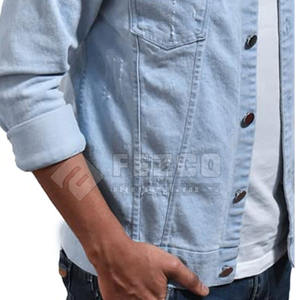 Nouvelle conception Veste en jean slim pour homme pour l'hiver avec col montant Logo frontal 100% coton Coupe-vent et à capuche - Service OEM personnalisé - Product Image 6