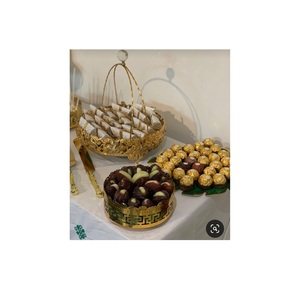 Plato de metal de aluminio plateado para servir, plato de fecha, diseño único, nueva bandeja para servir para fiestas, servir frutas de chocolate, uso - Product Image 2