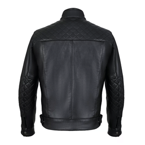 New Black Genuine Diamond Leather Racing Motorbike Jacket CE-Certified <b>Protectors</b> Adventuring Motorcycle Riding Jacket For Men - Product Image 3
