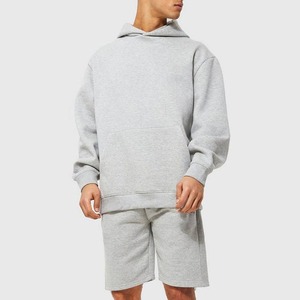 Sudaderas con capucha ligeras de algodón 100% de primera calidad para hombre, conjunto de pantalones cortos transpirables, informales, elegantes, prendas de vestir exteriores de verano de dos piezas - Product Image 3