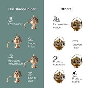 Quemador de incienso de latón de diseño antiguo para meditación y aromaterapia espiritual en el hogar o espacios sagrados - Product Image 5