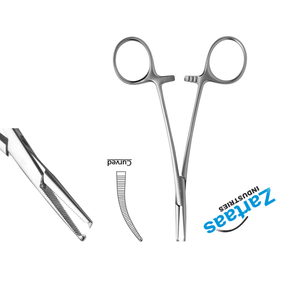 คีมหลอดเลือดฮาลสเตดยุงแบบโค้งโค้งงอมีฟัน1X2ซี่12ซม. ทำจากสเตนเลสสตีล - Product Image 3