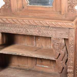 Mesa de tocador rústica de madera tallada a mano con espejo de pie, estilo de diseño - Product Image 3