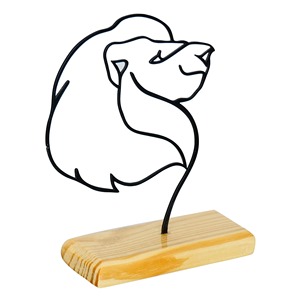 Sculpture audacieuse de tête de lion en métal noir avec base en bois, décoration de table moderne parfaite, ajoute une touche artistique féroce, vente en gros en provenance d'Inde - Product Image 1