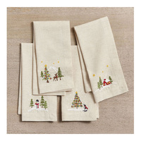 Ensemble de serviettes brodées en lin bio-dégradé doux et confortable dîner de cuisine réutilisable durable écologique 100% coton moderne