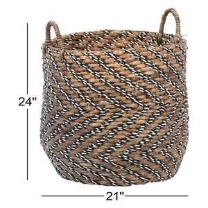 Grand panier rond multi-usage en jacinthe d'eau tressé à la main, panier de rangement en gros, écologique, fabriqué au Vietnam - Product Image 2