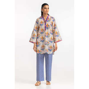 ชุดเซ็ตผ้าเครปพิมพ์ลายโบฮีเมียน รุ่น IPST-77471 ผ้าแคมบริก ชุดสองชิ้นสำหรับฤดูใบไม้ผลิ/ฤดูร้อน ความยาวสามส่วน สั่งซื้อ 2 ชิ้น - Product Image 1