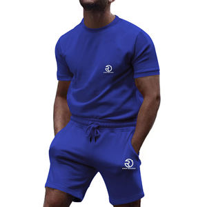 2025 unisexe personnalisé 2 pièces survêtement ensemble respirant été à manches courtes T-Shirt Shorts décontracté tissu éponge en gros pour hommes - Product Image 1