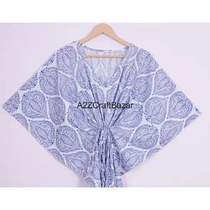 Caftán 100% algodón para mujer, túnica caftán de algodón hecha a mano, caftán bohemio de algodón, talla única, vestido caftán, túnica ecológica, regalo para ella. - Product Image 2