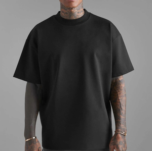 T-shirt de lavage à l'acide de style vintage pour hommes 100% coton surdimensionné et lourd col rond avec motif Design-Vente en gros - Product Image 4