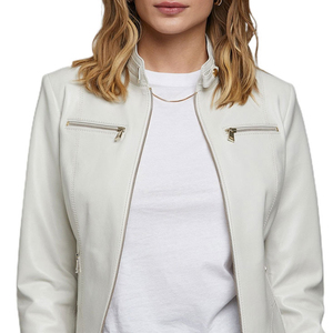 แจ็กเก็ตหนังสำหรับผู้หญิงเสื้อแจ็กเก็ตหนังแขนยาวระบายอากาศได้ดี - Product Image 5