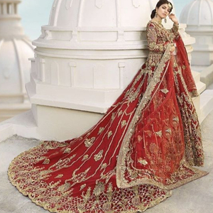แจ็คเก็ตอินเดีย/ปากีสถานใหม่พร้อมเส้นทางและชุด LEHENGA บนตาข่าย-ประดับประดาด้วย DABKA,ลูกปัดแก้วหินทำงานสำหรับงานแต่งงาน @ 2022 - Product Image 1